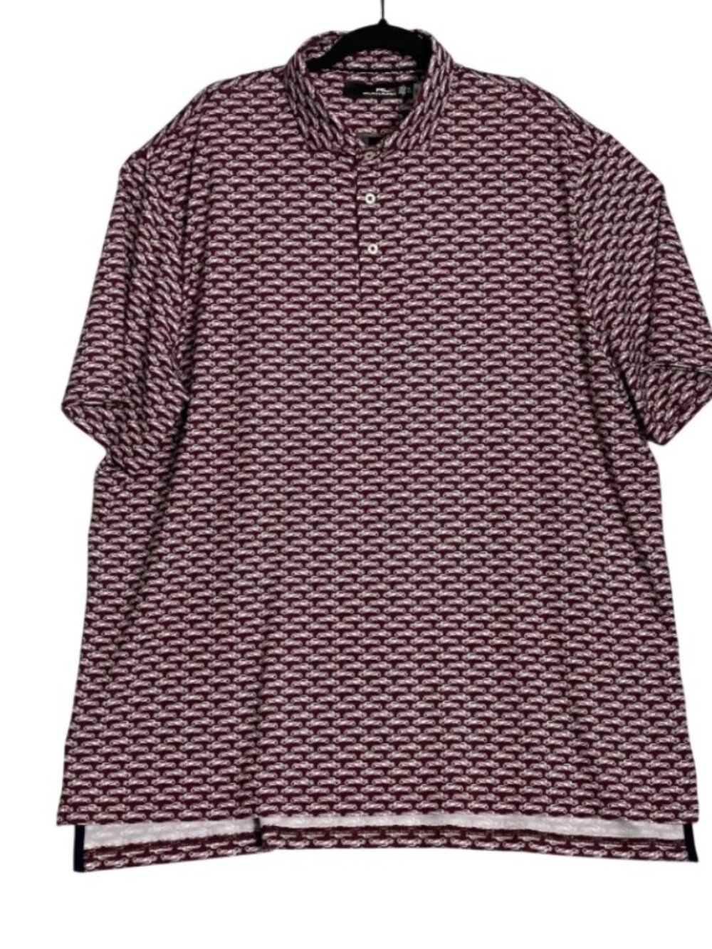 RLX Ralph Lauren Mens Red Burgundy Car Print Athletic Polo Golf Shirt Size XXL